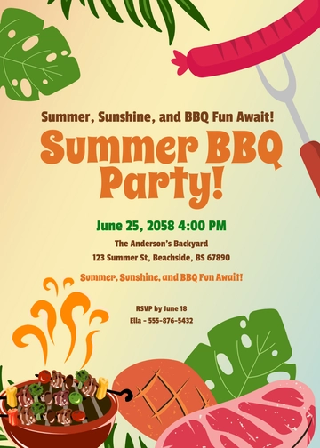 Free Editable BBQ Invitation Template to Edit Online