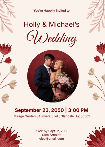 Free Burgundy Fall Wedding Invitation Template to Edit Online