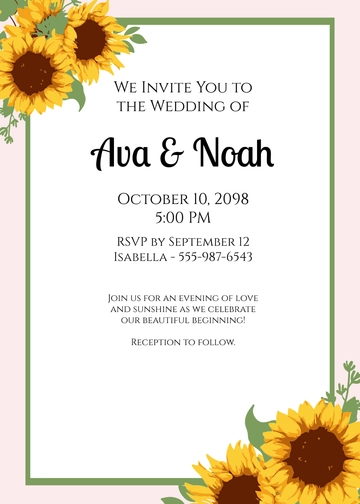 Free Fall Wedding Invitation with Sunflowers Template to Edit Online