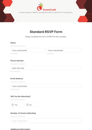 Free Standard RSVP Form Template to Edit Online