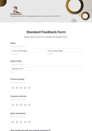 Free Standard Feedback Form Template to Edit Online