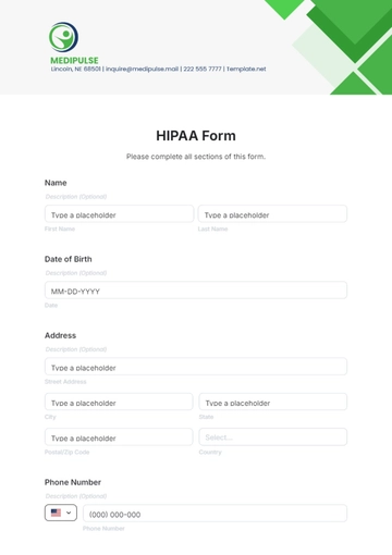 Free HIPAA Form Template to Edit Online