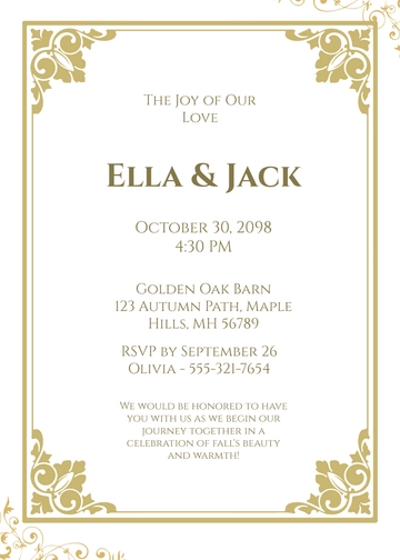 Free Custom Fall Wedding Invitation Design Template to Edit Online