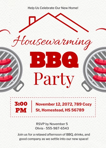Free BBQ Housewarming Invitation Template to Edit Online
