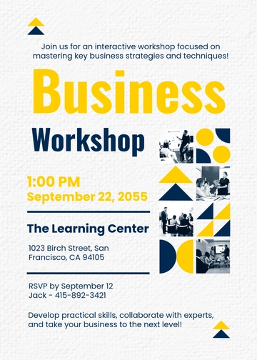 Free Workshop Business Event Invitation Template to Edit Online