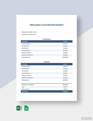 Freelance Illustrator Budget Template
