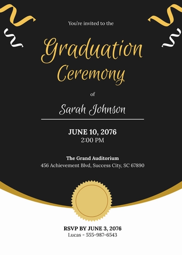 Free Graduation Ceremony Invitation Template to Edit Online