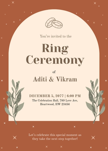 Free Aesthetic Ring Ceremony Invitation Template to Edit Online