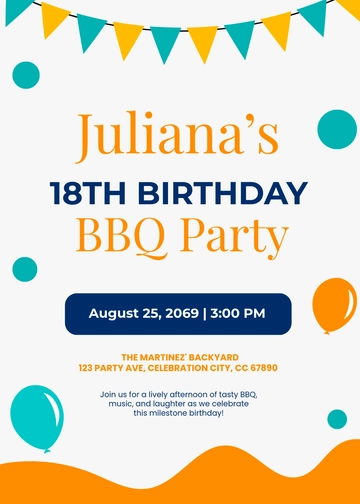 Free 18th Birthday BBQ Invitation Template to Edit Online