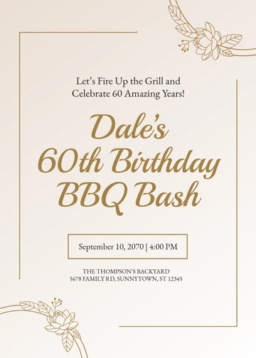 Free 60th Birthday BBQ Invitation Template to Edit Online