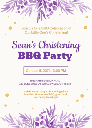Free Christening BBQ Invitation Template to Edit Online