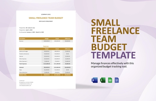 Small Freelance Team Budget Template