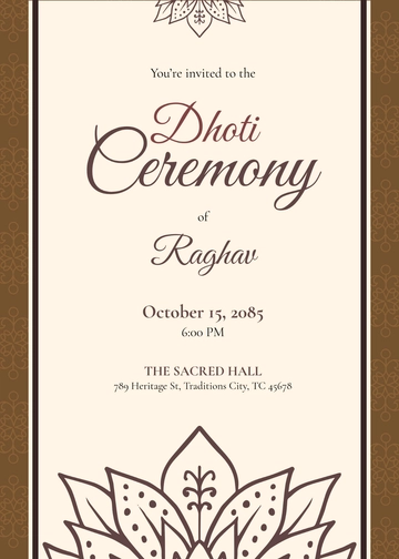 Free Dhoti Ceremony Invitation Template to Edit Online
