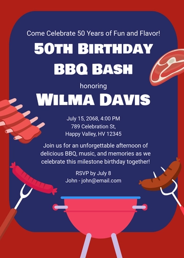 Free 50th Birthday BBQ Invitation Template to Edit Online