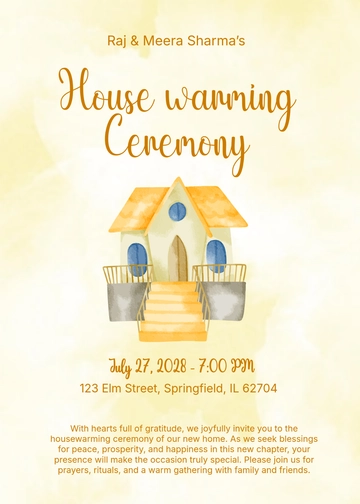 Free Housewarming Ceremony Invitation Template to Edit Online