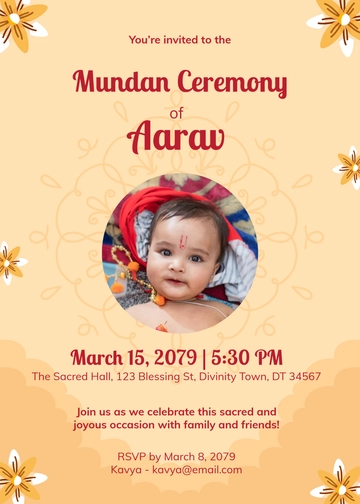 Free Mundan Ceremony Invitation Template to Edit Online