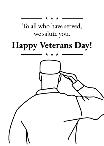 Free Black and White Veterans Wishes Template to Edit Online