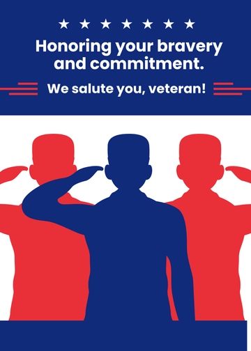 Free Blue and Red Veterans Wishes Template to Edit Online