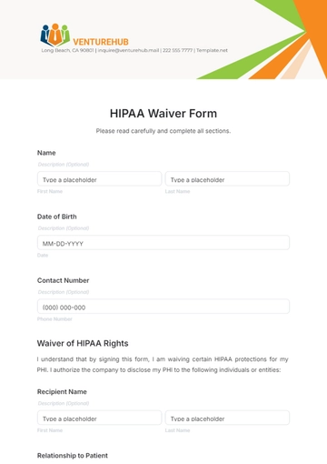 Free HIPAA Waiver Form Template to Edit Online