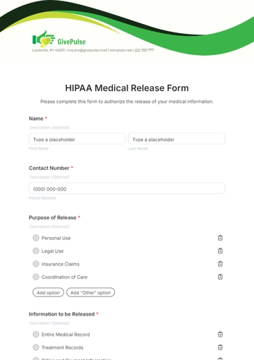 Free HIPAA Medical Release Form Template to Edit Online
