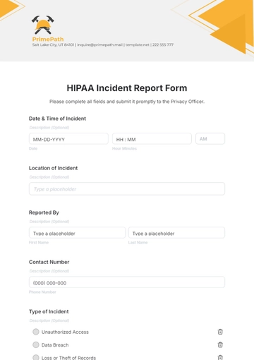 Free HIPAA Incident Report Form Template to Edit Online