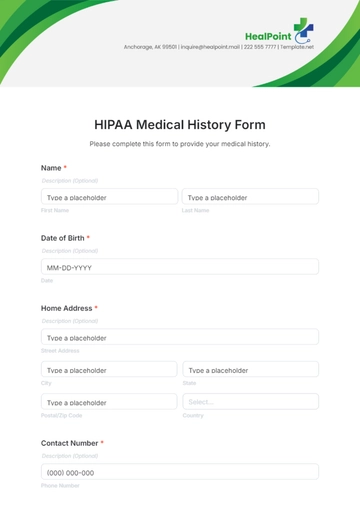 Free HIPAA Medical History Form Template to Edit Online
