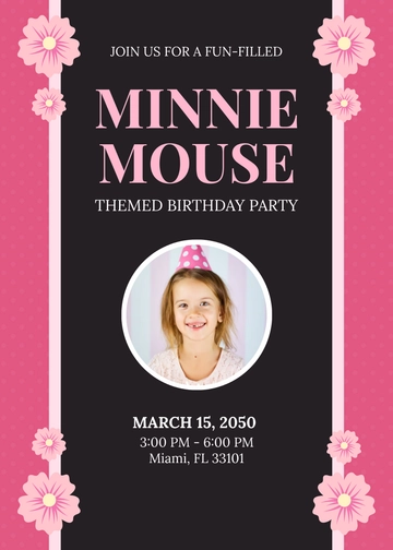 Free Baby Girl Minnie Mouse Invitation Template to Edit Online