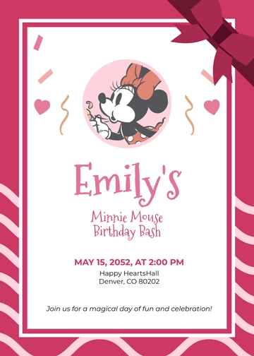 Free Personalized Minnie Mouse Invitation Template to Edit Online