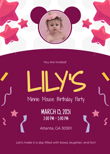 Free Digital Minnie Mouse Invitation Template to Edit Online