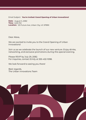 Free Grand Opening Email Invitation Template to Edit Online