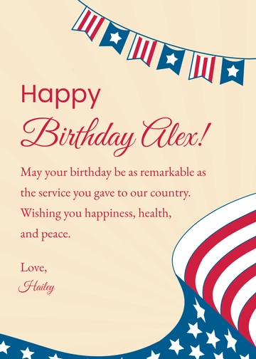 Free Birthday Wishes for Veterans Template to Edit Online