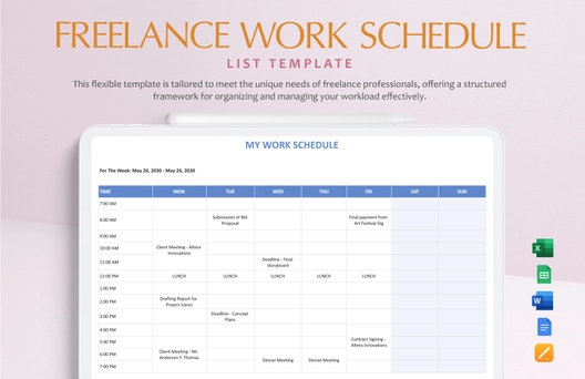 Freelance Work Schedule Template