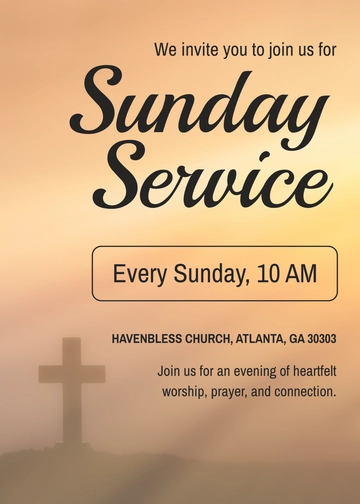 Free Sunday Service Church Invitation Template to Edit Online