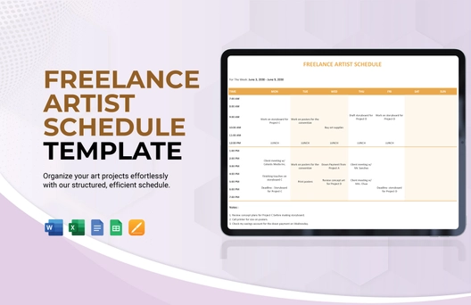 Freelance Artist Schedule Template