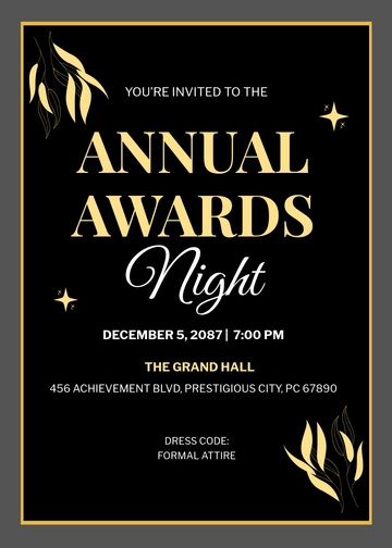 Free Award Night Ceremony Invitation Template to Edit Online