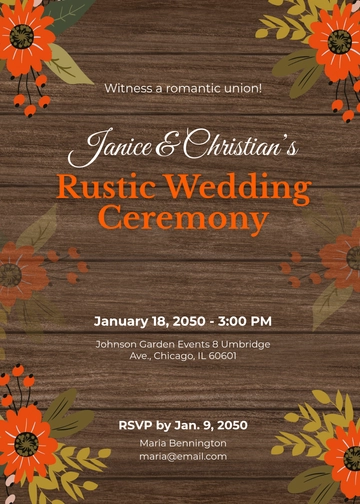 Free Rustic Wedding Ceremony Invitation Template to Edit Online