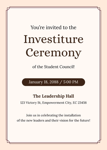 Free Investiture Ceremony Invitation Template to Edit Online