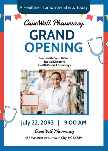 Free Pharmacy Grand Opening Invitation Template to Edit Online