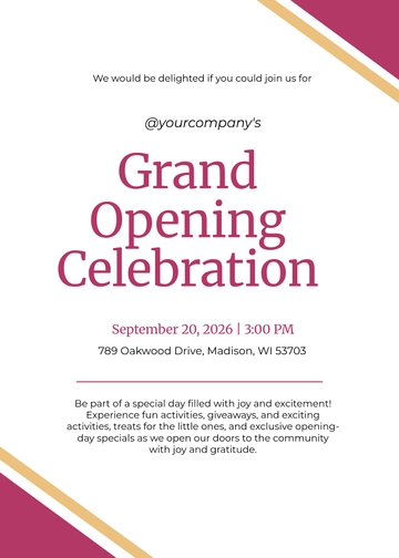 Free Printable Grand Opening Invitation Template to Edit Online