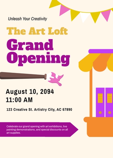 Free Colorful Store Grand Opening Invitation Template to Edit Online