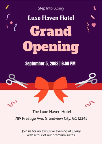 Free Hotel Grand Opening Invitation Template to Edit Online