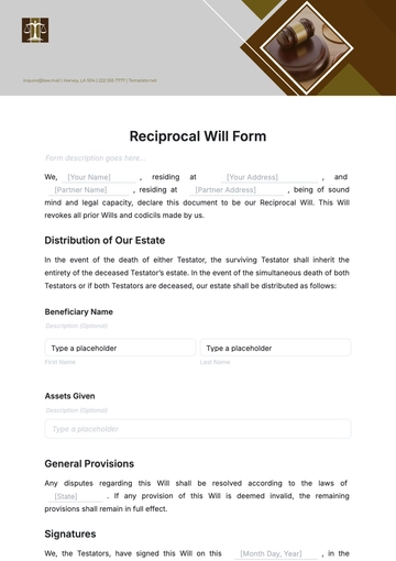 Free Reciprocal Will Form Template to Edit Online | Template.net