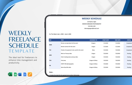 Weekly Freelance Schedule Template