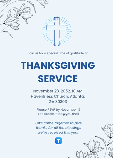 Free Thanksgiving Church Invitation Template to Edit Online