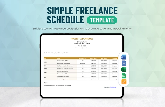 Simple Freelance Schedule Template