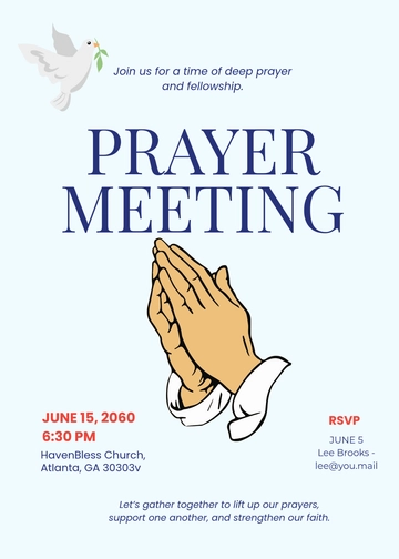 Free Prayer Meeting Church Invitation Template to Edit Online