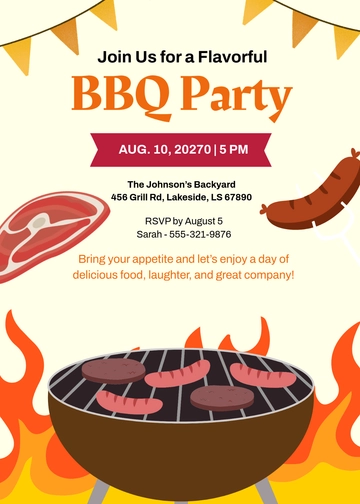Free BBQ Invitation with RSVP Template to Edit Online