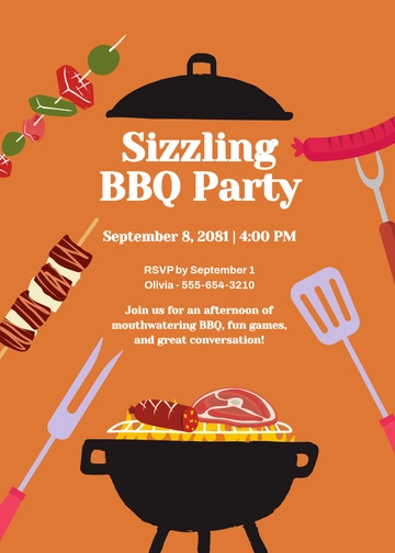 Free Modern BBQ Invitation Template to Edit Online
