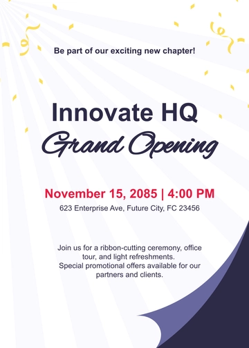 Free Professional Office Grand Opening Invitation Template to Edit Online