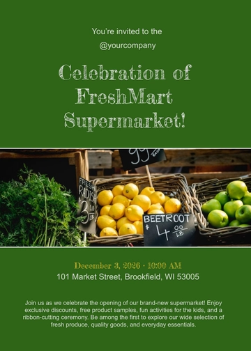 Free Supermarket Grand Opening Invitation Template to Edit Online